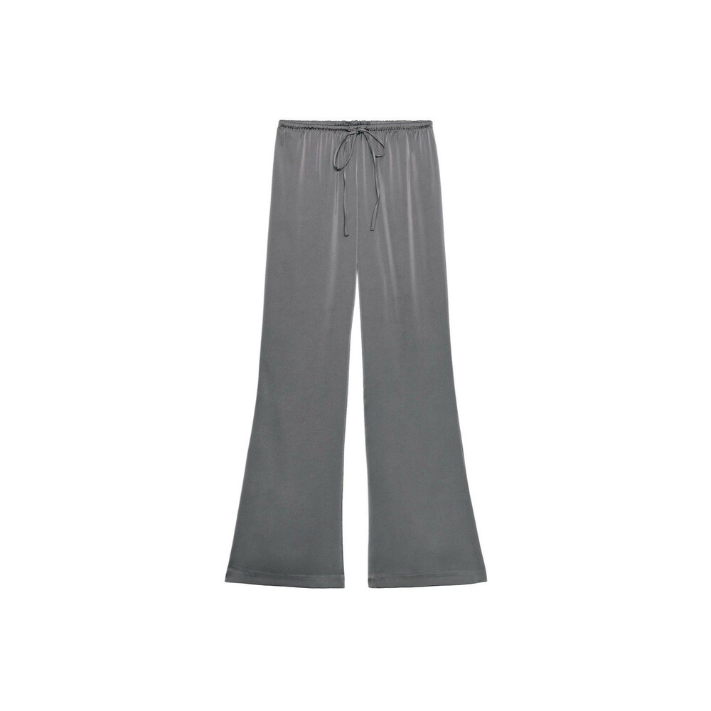 Zara Wide Leg Pull On Drawstring Pants Womens Grey  Lyocell Lightweight S